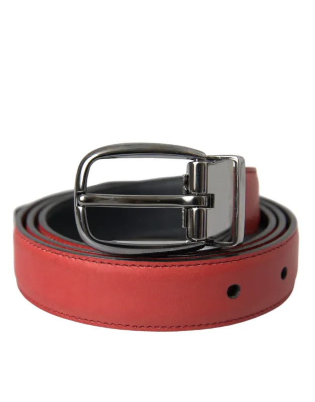 Red Leather Silver Metal Buckle Belt Men sold by Louxly