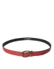 Red Leather Silver Metal Buckle Belt Men sold by Louxly