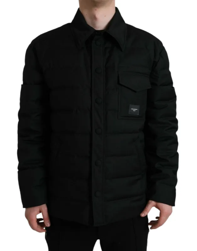 Elegant Black Padded Parka Jacket sold by Louxly