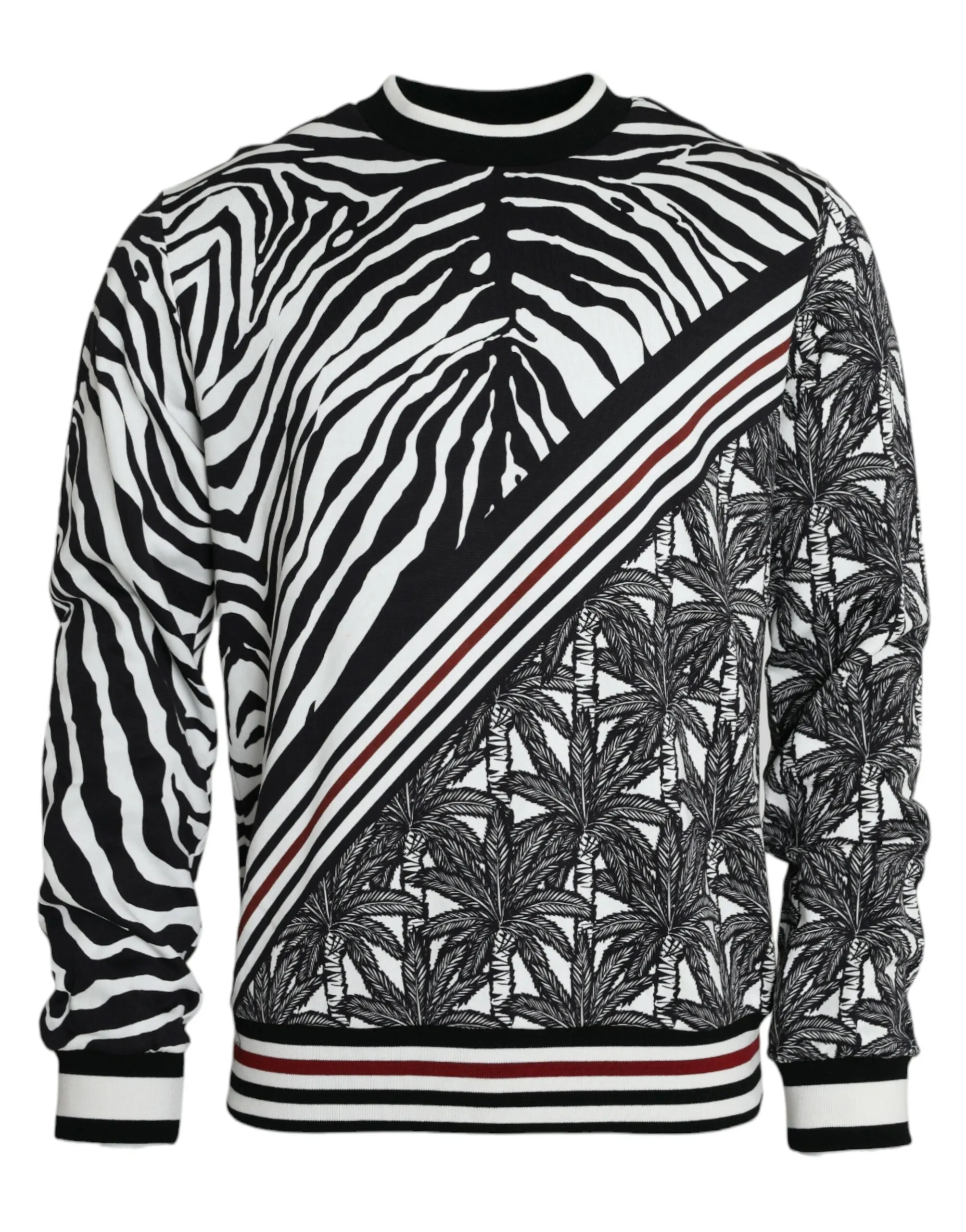 Black White Cotton Zebra Tree Crew Neck Sweater sold by Louxly