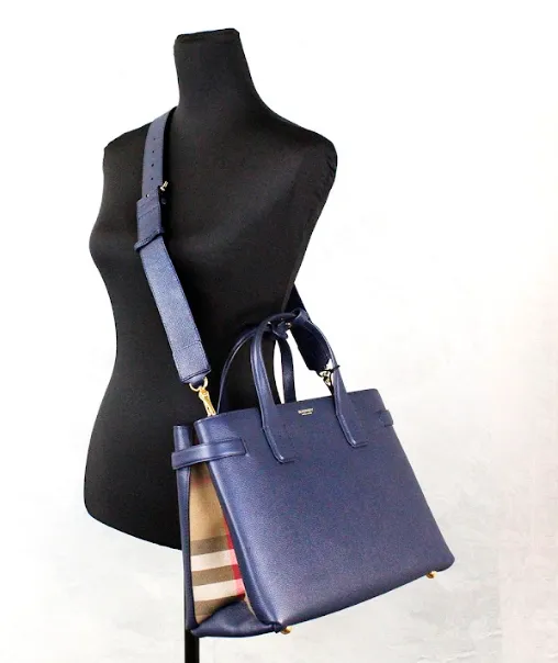 Banner Medium Regency Blue Leather Tote Crossbody Handbag Purse sold by Louxly product image thumbnail 3