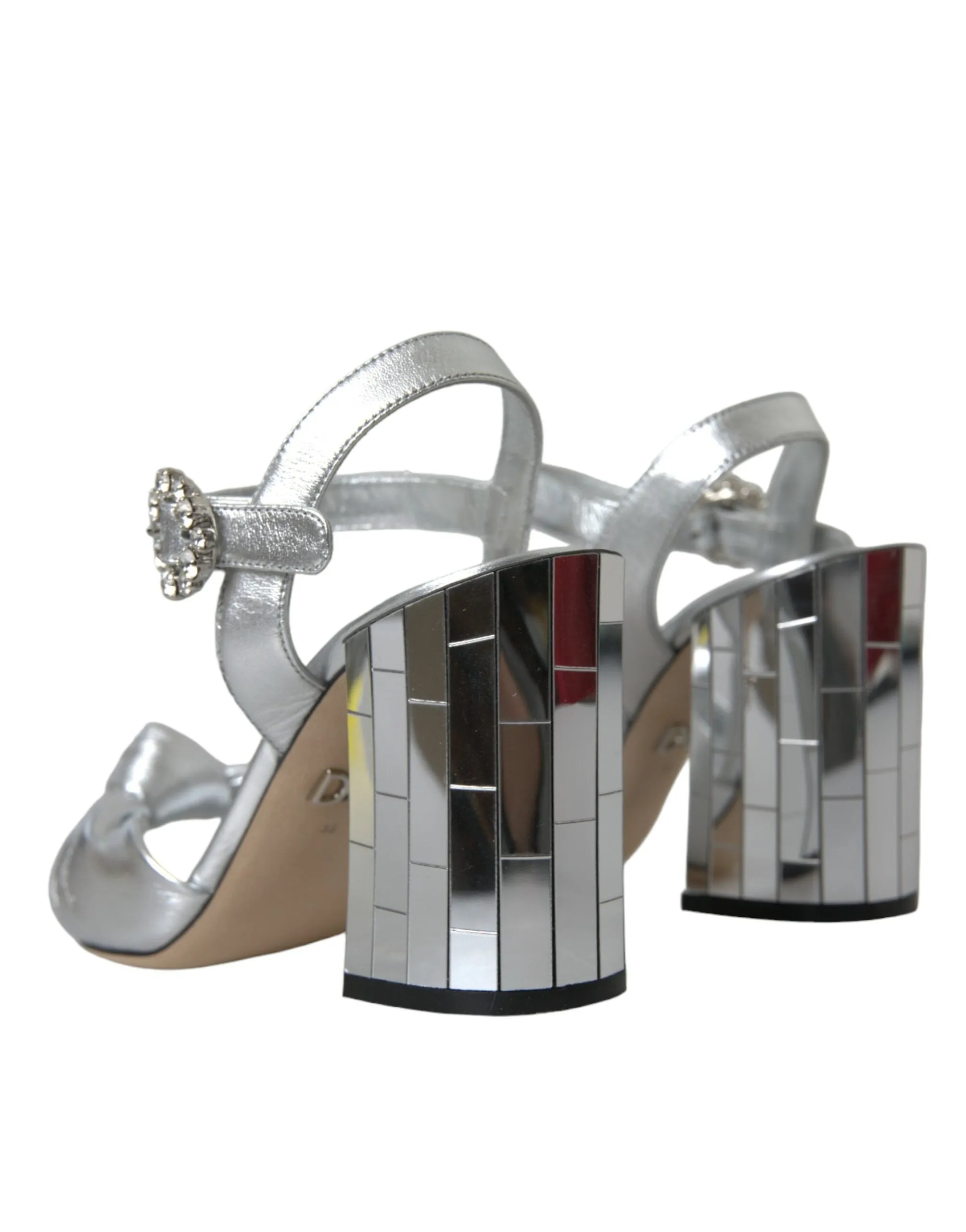 Silver Lambskin Leather Heels Sandals Shoes sold by Louxly product image thumbnail 4