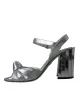 Silver Lambskin Leather Heels Sandals Shoes sold by Louxly
