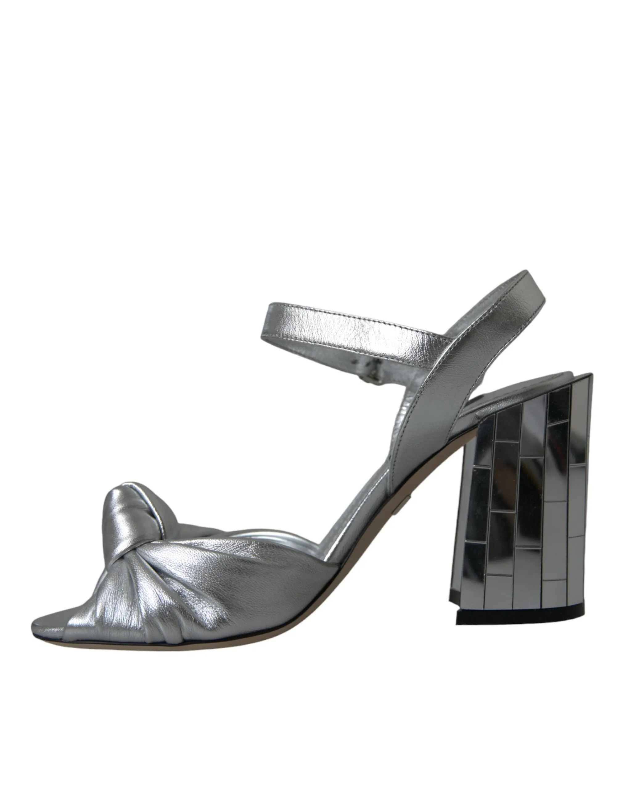 Silver Lambskin Leather Heels Sandals Shoes sold by Louxly product image thumbnail 5