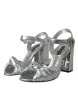 Silver Lambskin Leather Heels Sandals Shoes sold by Louxly