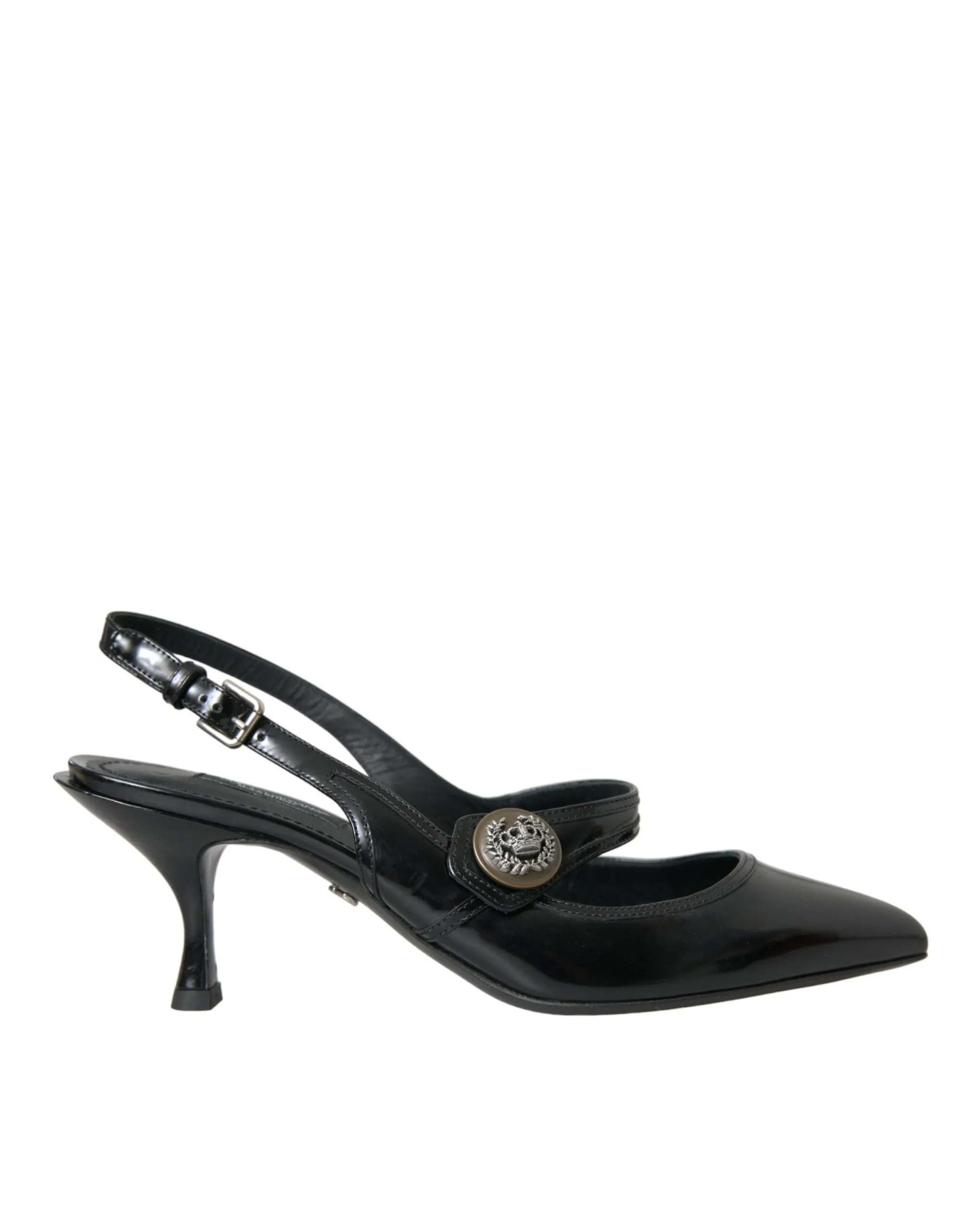 Black Leather Embellished Slingbacks Shoes sold by Louxly