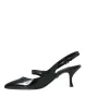 Black Leather Embellished Slingbacks Shoes sold by Louxly