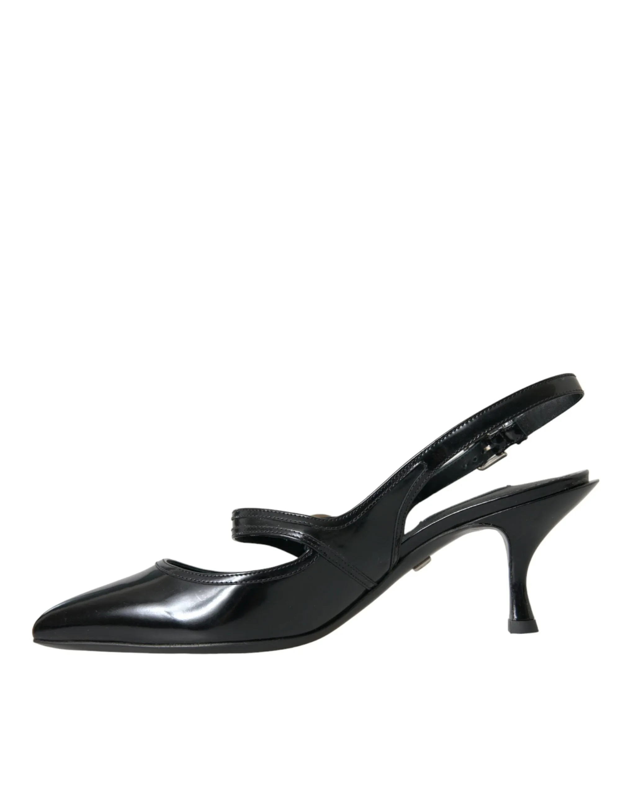 Black Leather Embellished Slingbacks Shoes sold by Louxly product image thumbnail 5