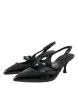 Black Leather Embellished Slingbacks Shoes sold by Louxly