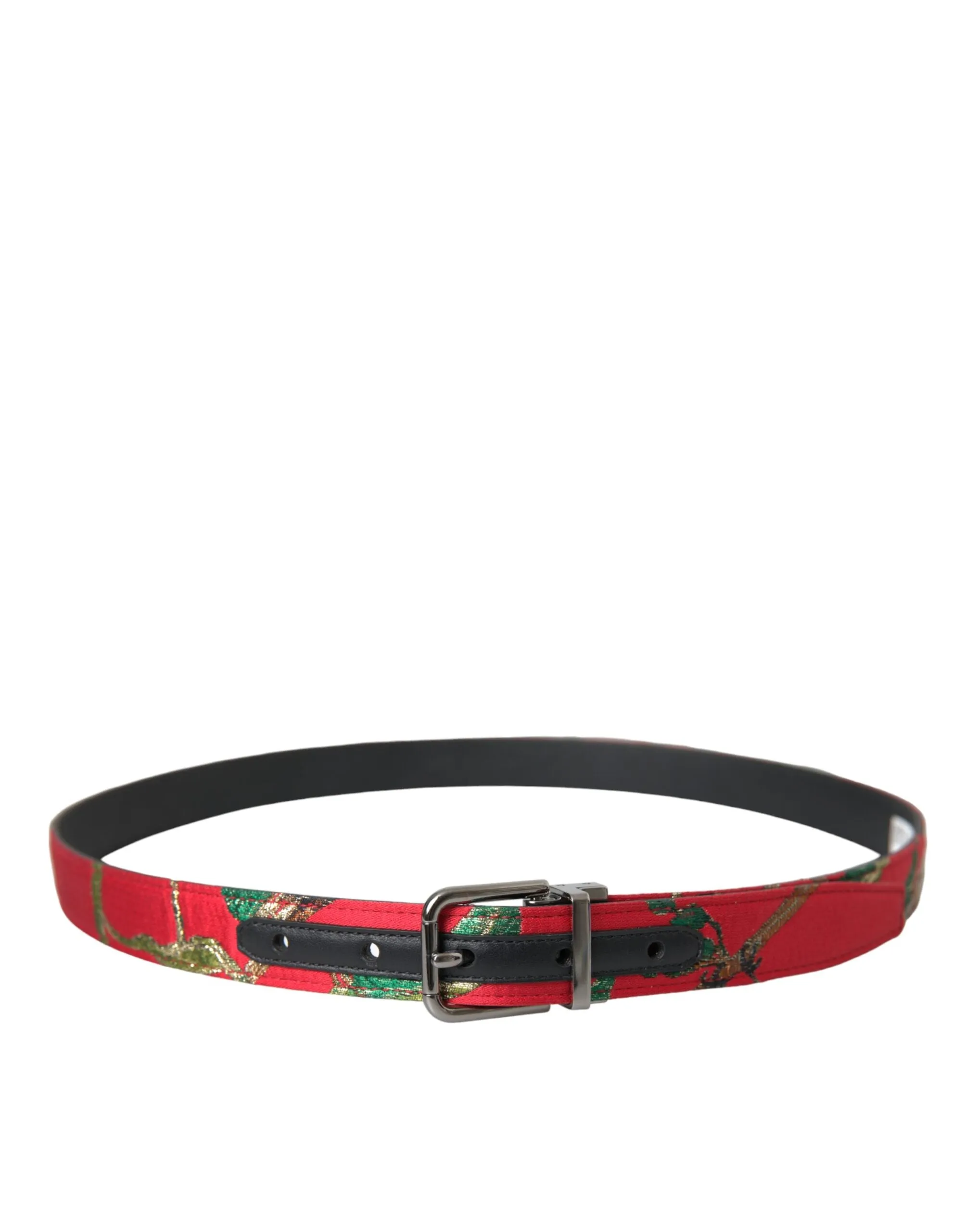 Red Leather Jacquard Silver Metal Buckle Belt sold by Louxly product image thumbnail 2
