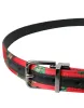 Red Leather Jacquard Silver Metal Buckle Belt sold by Louxly