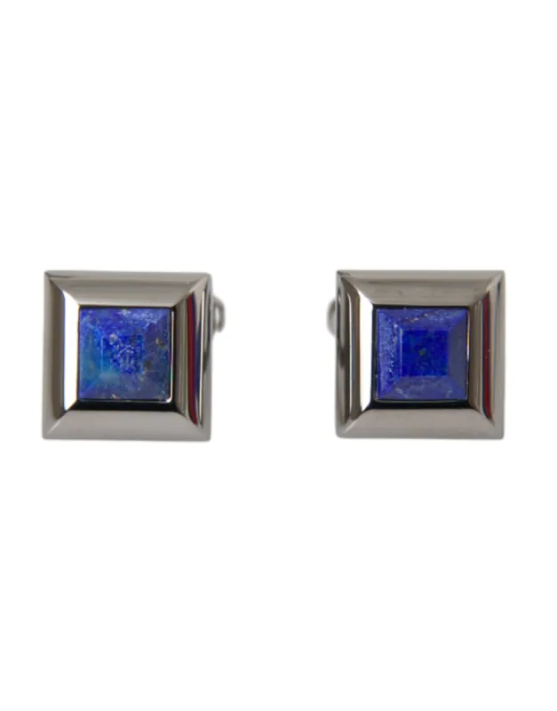Silver Plated Brass Pin Crystal Cufflinks sold by Louxly