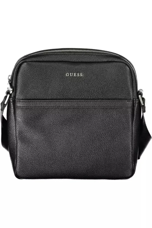 Sleek Black Shoulder Bag with Logo Detail sold by Louxly