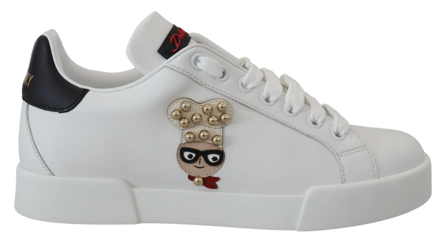 Chic White Portofino Leather Sneakers sold by Louxly