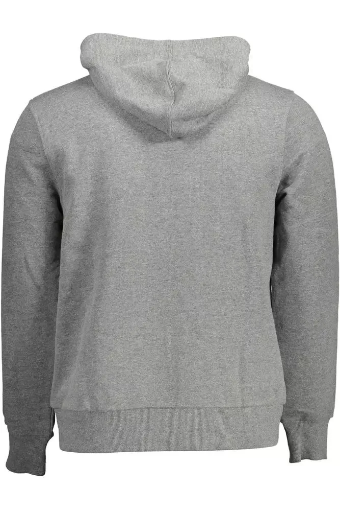 Chic Gray Hooded Sweatshirt with Logo Print sold by Louxly product image thumbnail 2