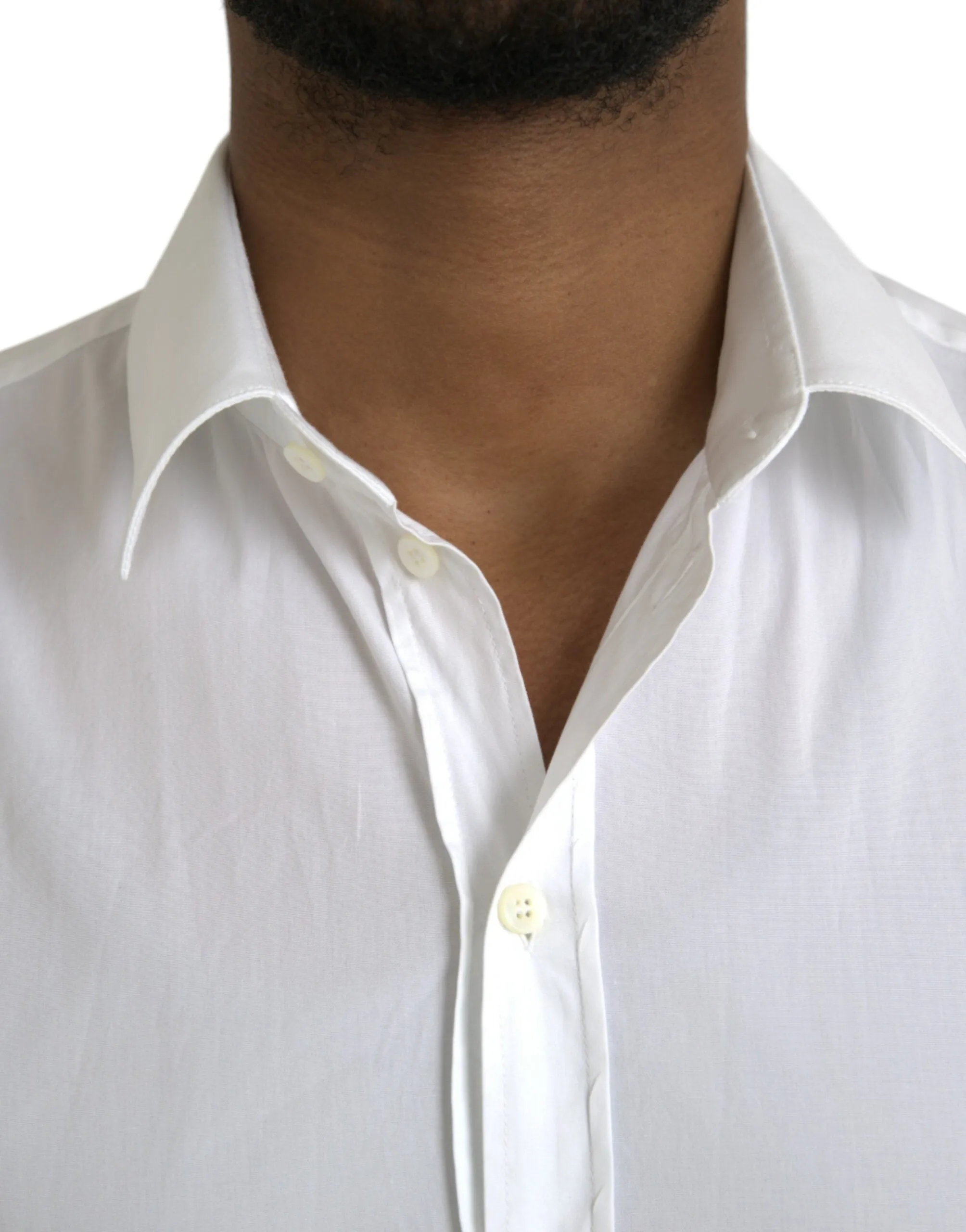 White Cotton Stretch Formal SICILIA Shirt sold by Louxly product image thumbnail 4