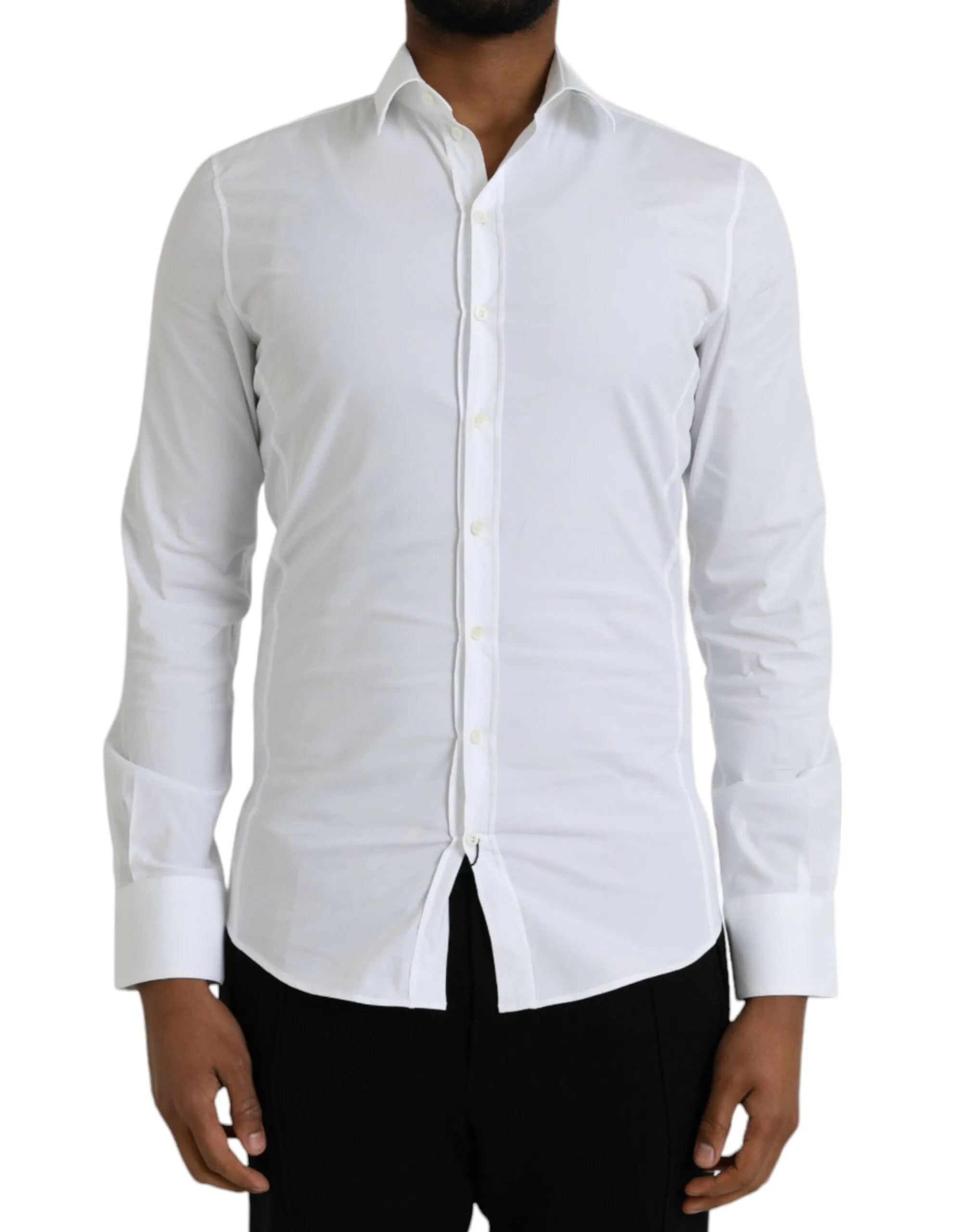 White Cotton Stretch Formal SICILIA Shirt sold by Louxly