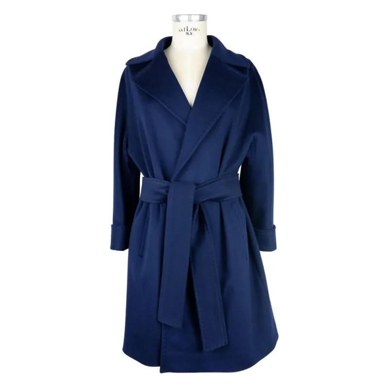 Elegant Wool Vergine Blue Women's Coat sold by Louxly
