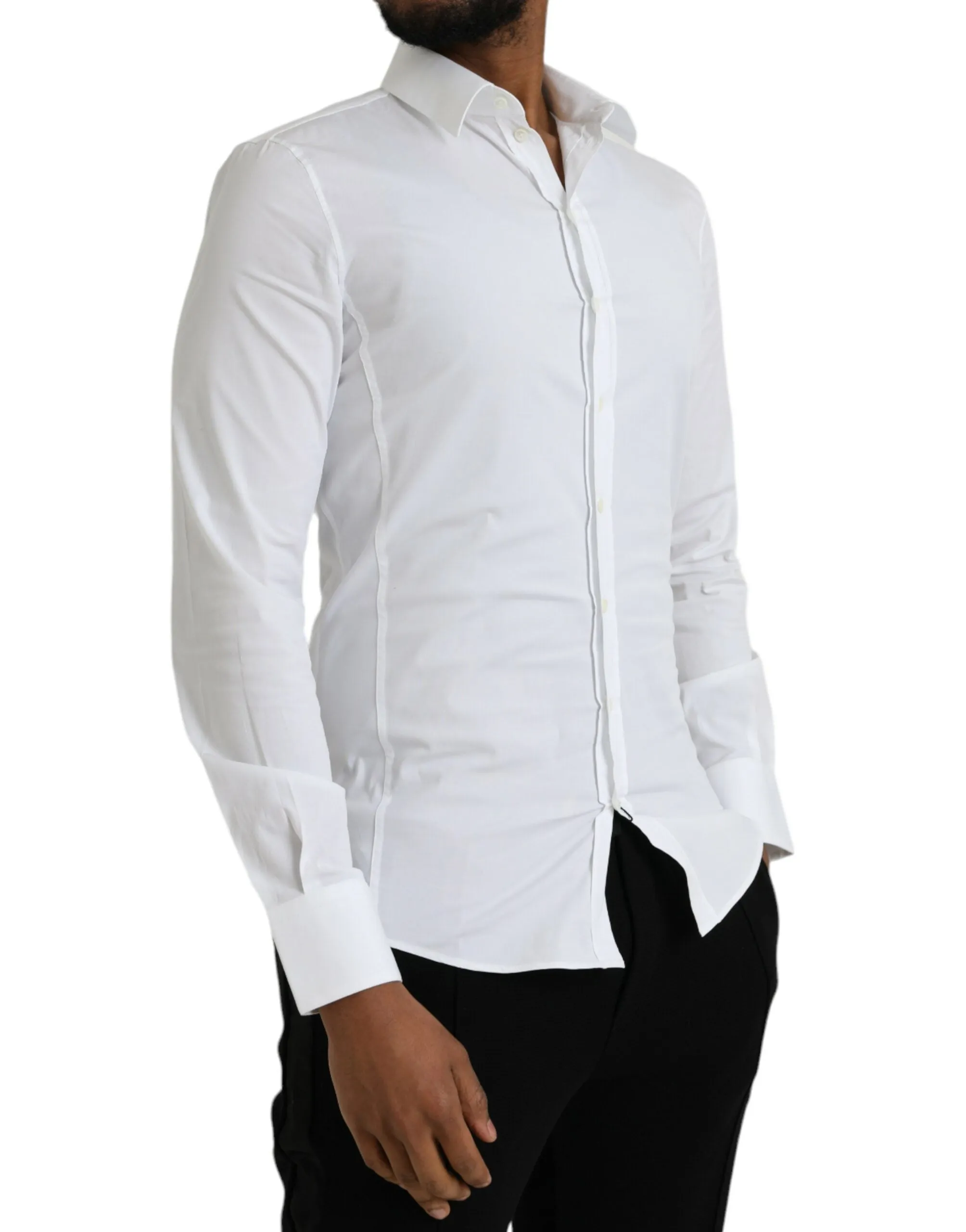 White Cotton Stretch Formal SICILIA Shirt sold by Louxly product image thumbnail 2