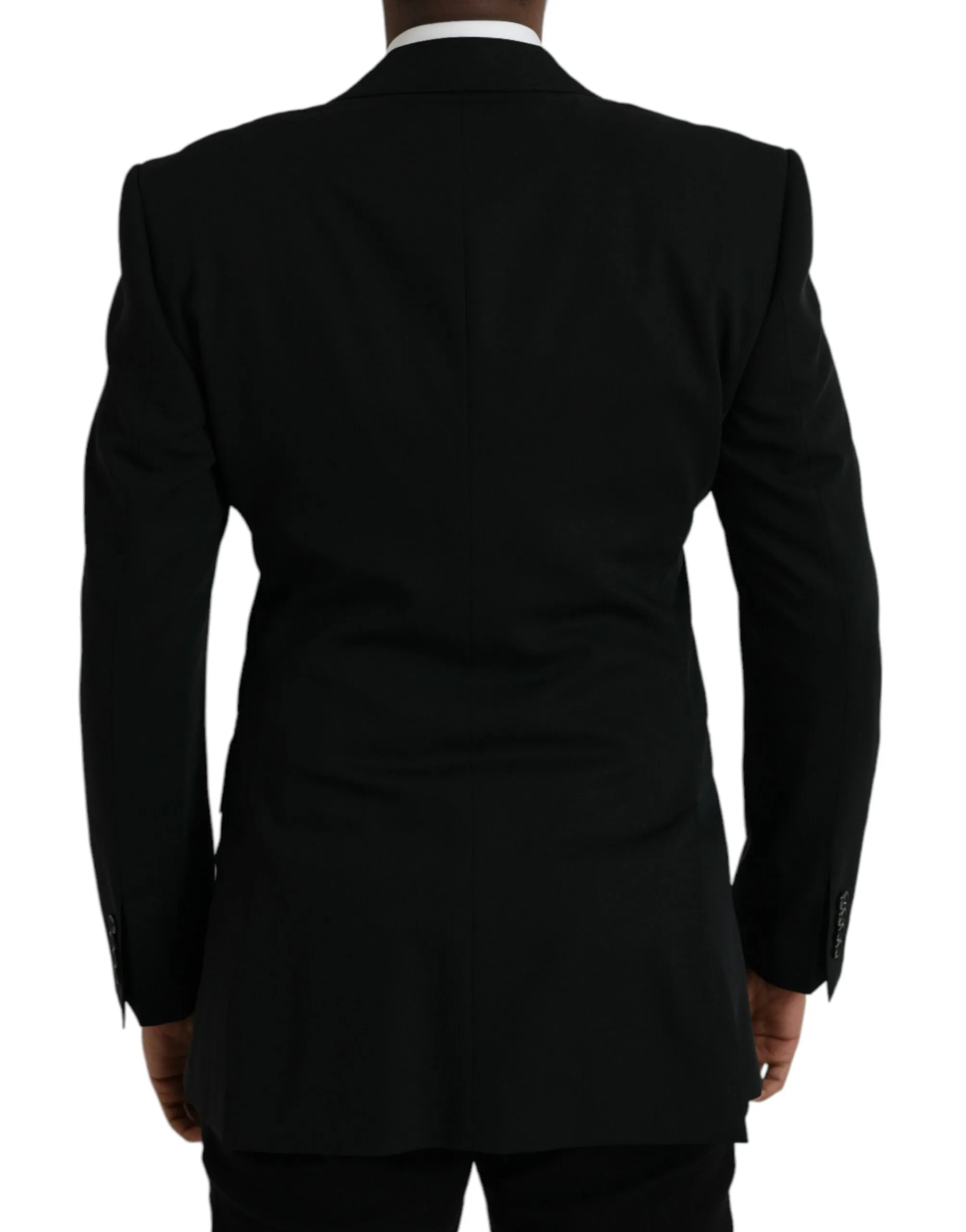 Black Wool Peak Single Breasted Coat Blazer sold by Louxly product image thumbnail 3