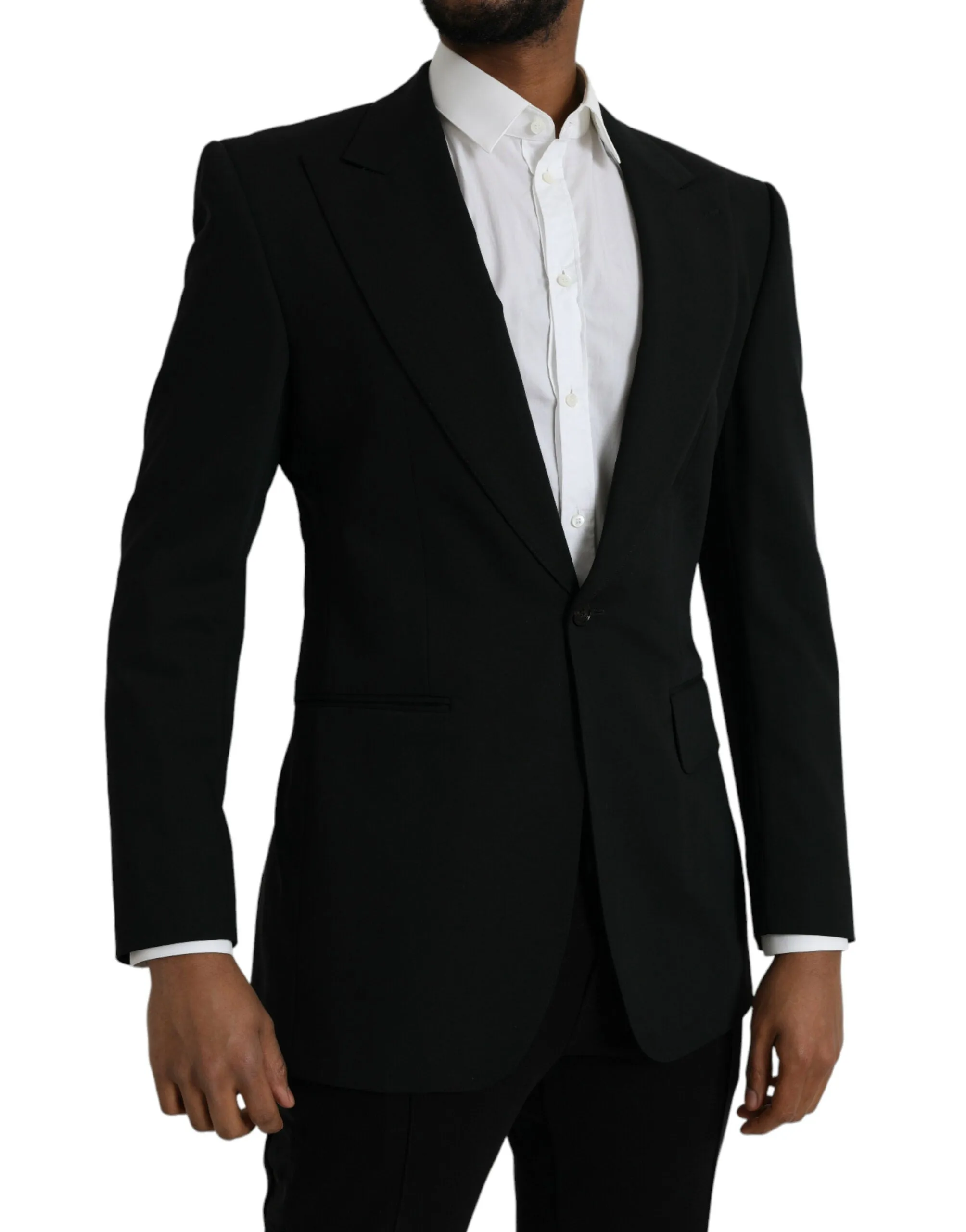Black Wool Peak Single Breasted Coat Blazer sold by Louxly product image thumbnail 2