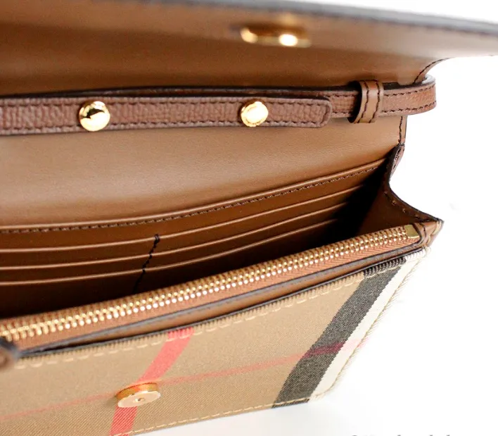 Hampshire Small House Check Canvas Tan Derby Leather Crossbody Bag sold by Louxly product image thumbnail 4