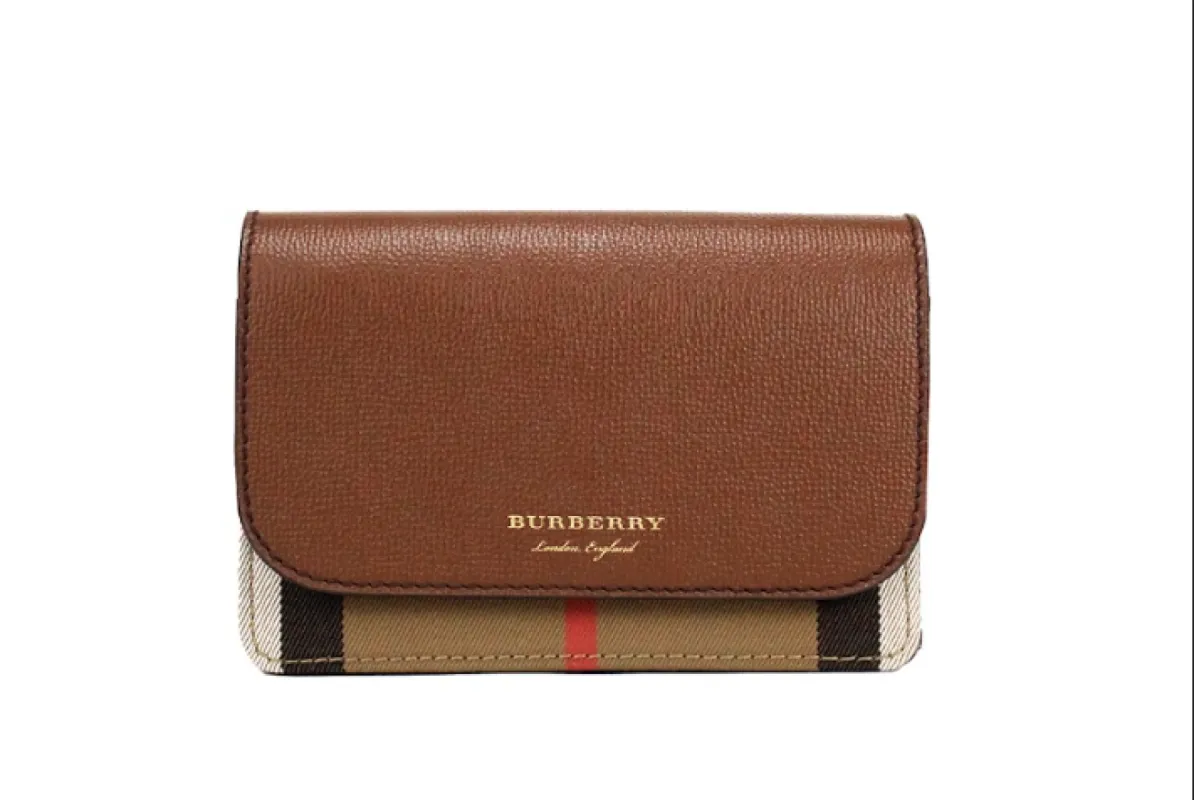 Hampshire Small House Check Canvas Tan Derby Leather Crossbody Bag sold by Louxly
