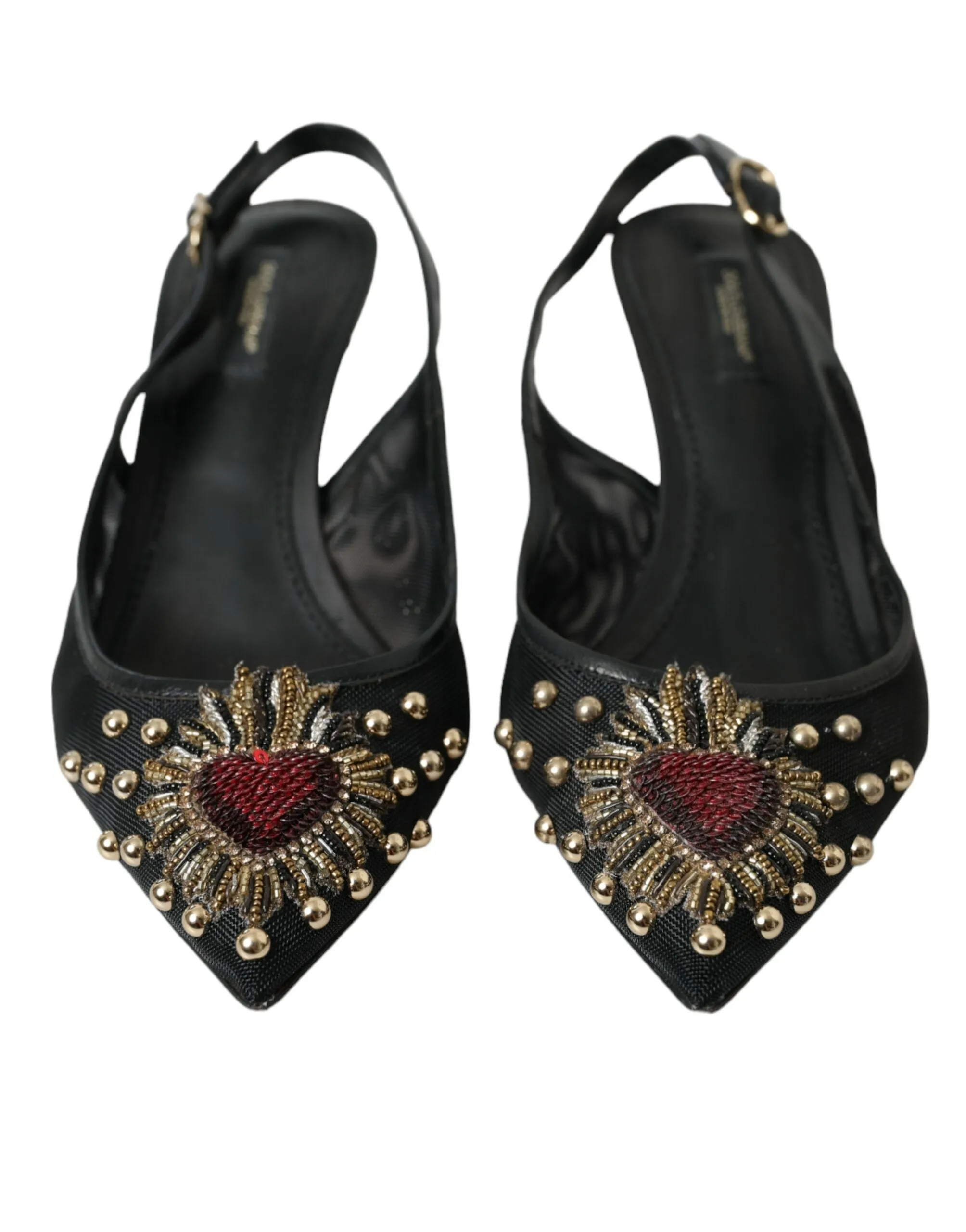Black Mesh Embellished Heel Slingbacks Shoes sold by Louxly product image thumbnail 2