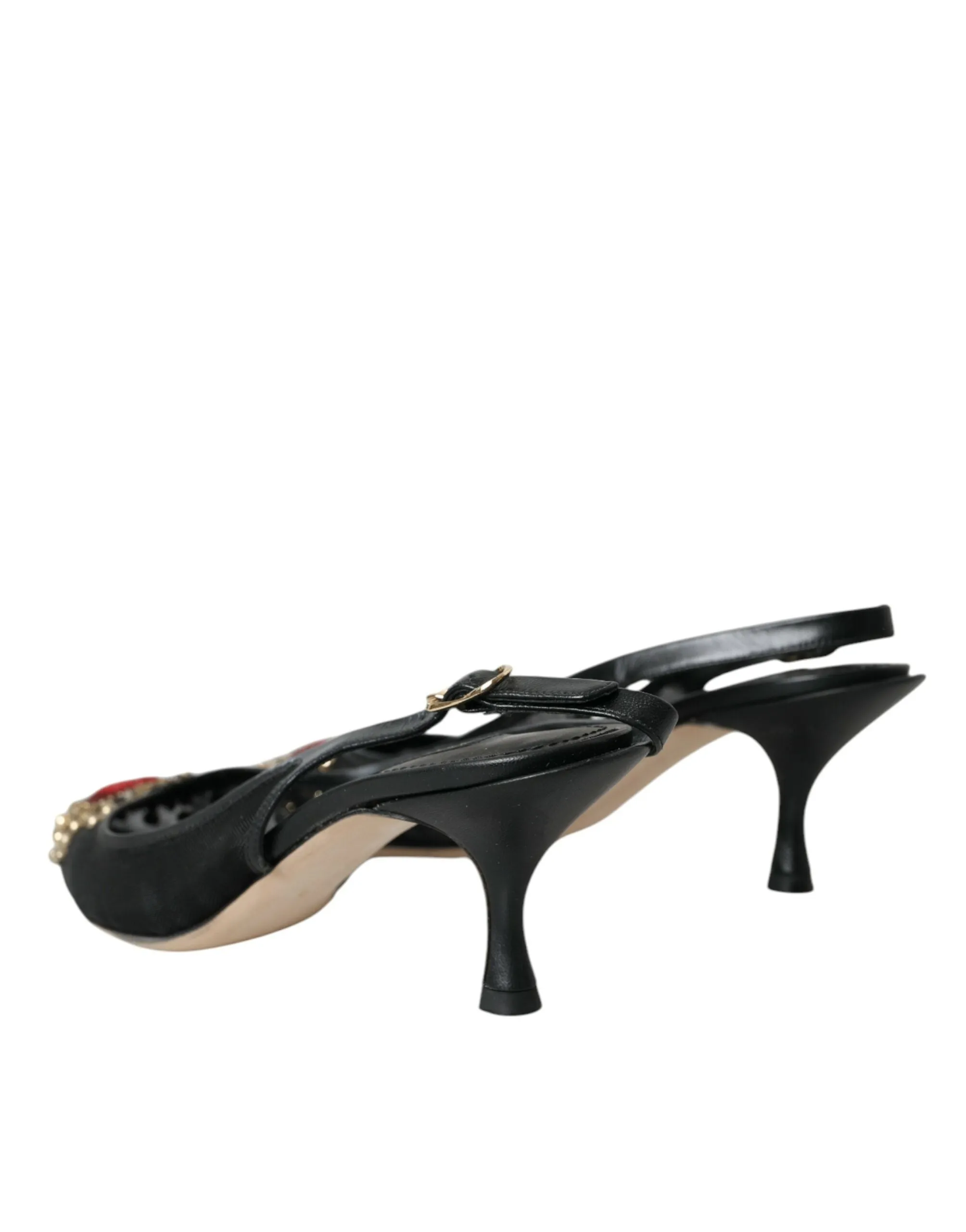 Black Mesh Embellished Heel Slingbacks Shoes sold by Louxly product image thumbnail 4