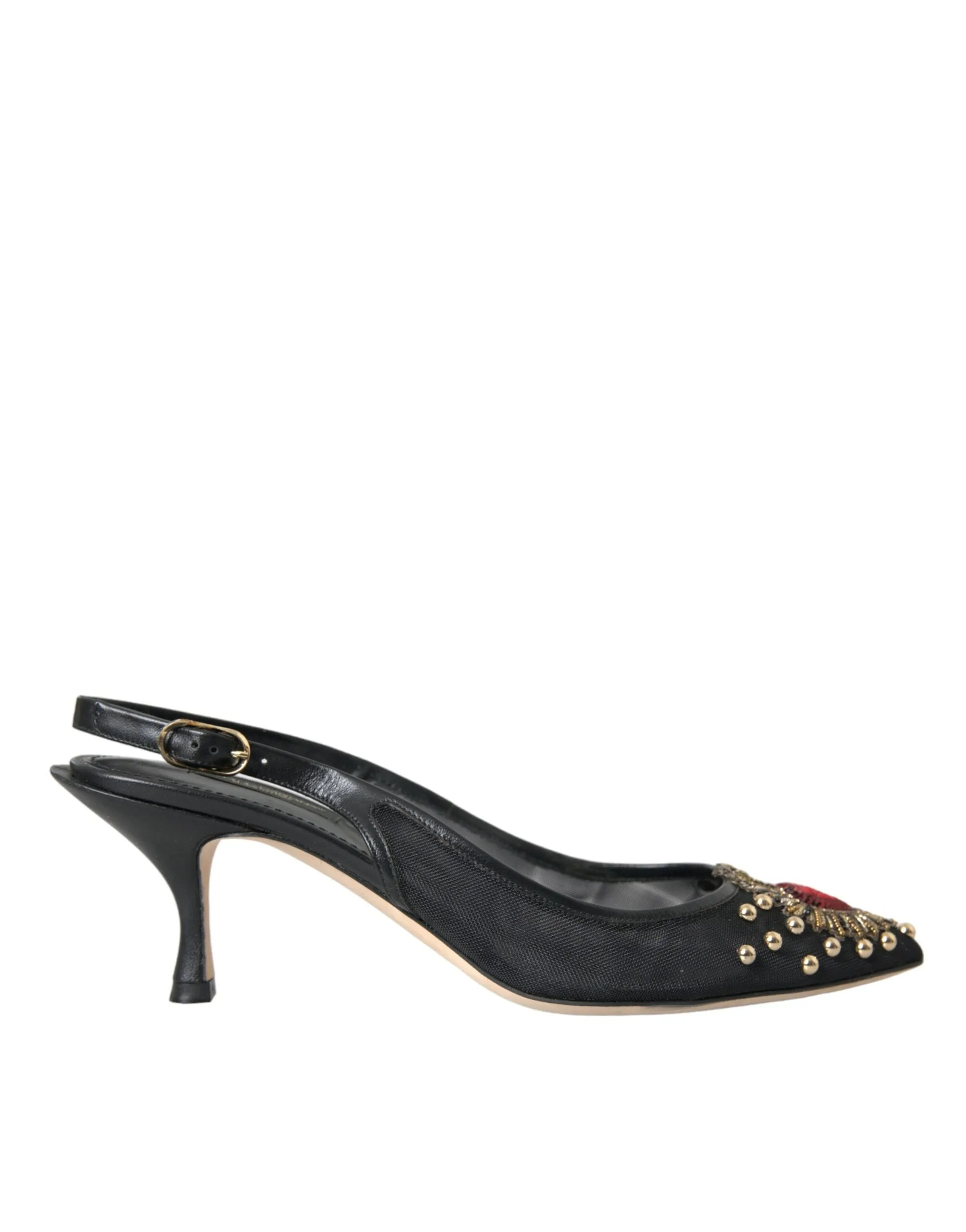 Black Mesh Embellished Heel Slingbacks Shoes sold by Louxly