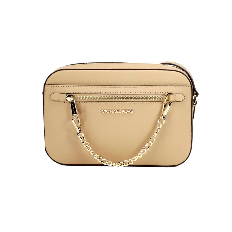Jet Set East West Large Camel Leather Zip Chain Crossbody Bag sold by Louxly