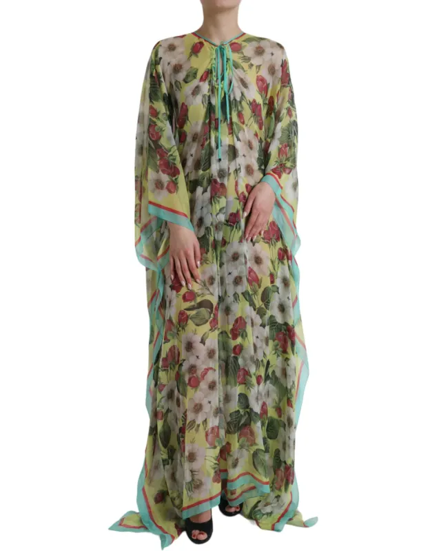 Elegant Floral Silk Maxi Dress sold by Louxly