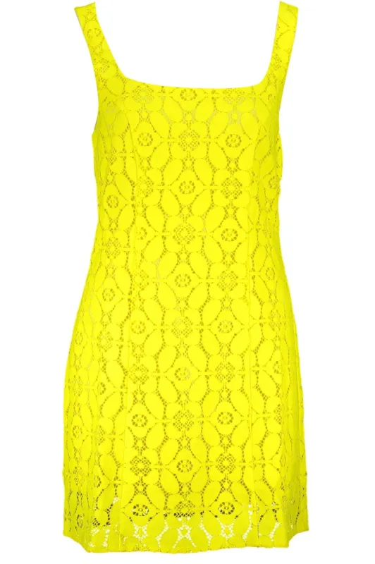 Yellow Polyester Women Sleeveless Dress sold by Louxly