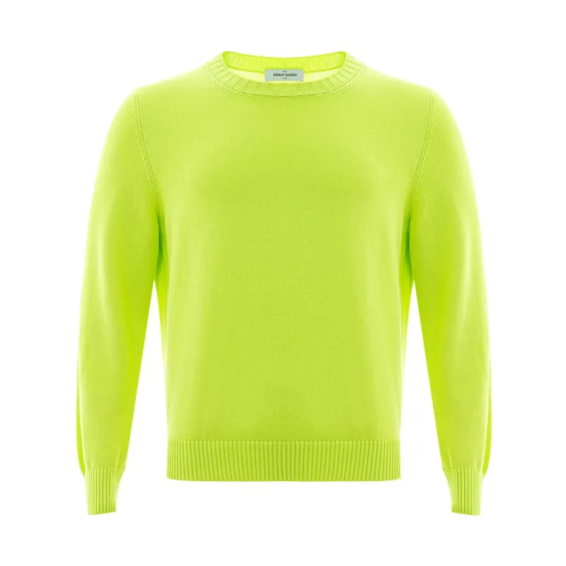 Radiant Yellow Italian Cotton Sweater for Men sold by Louxly