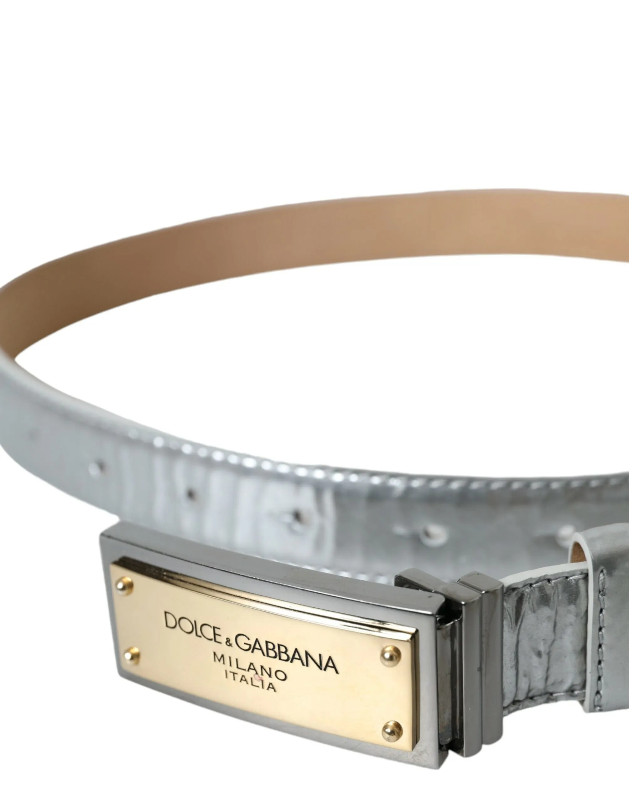 Silver Leather Metal Logo Buckle Belt Men sold by Louxly product image thumbnail 2