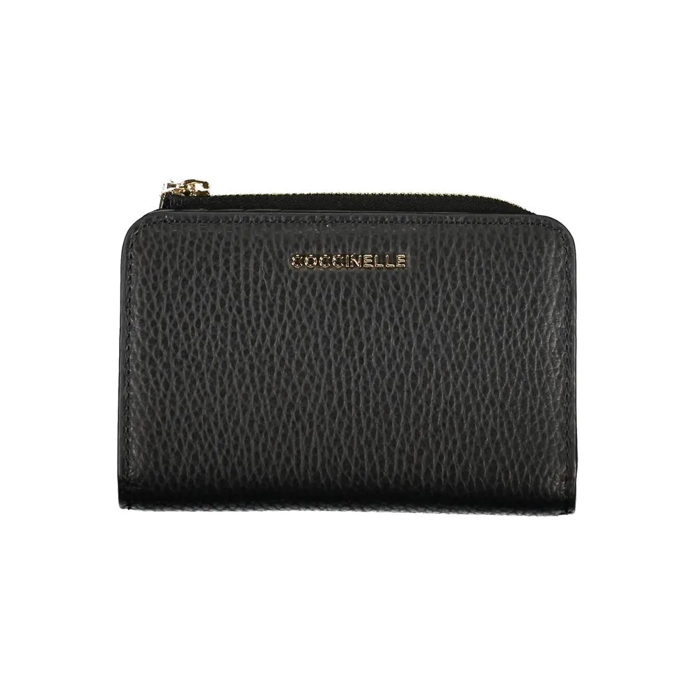 Elegant Black Leather Double Compartment Wallet sold by Louxly
