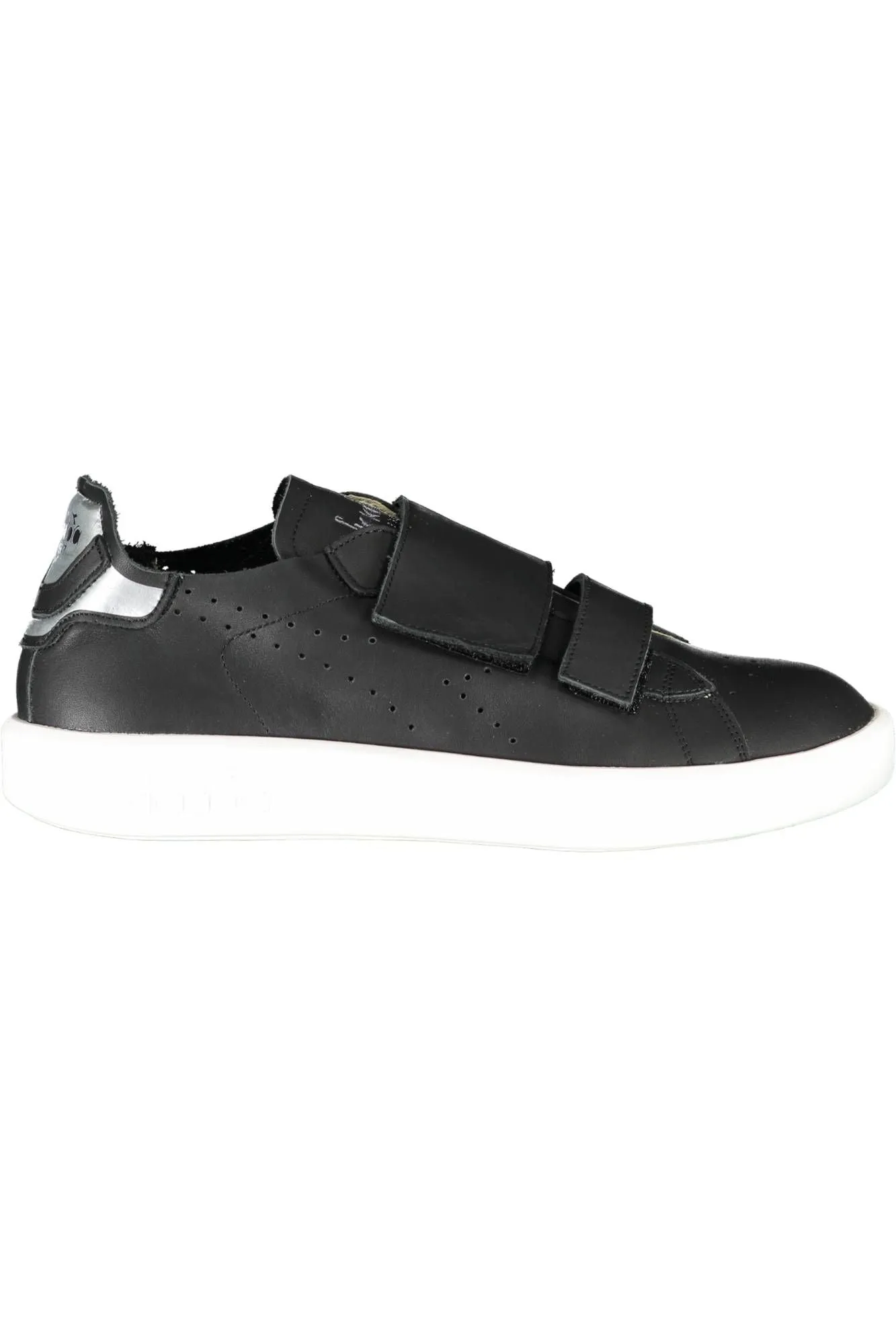 Sleek Black Leather Sneakers with Contrast Details sold by Louxly