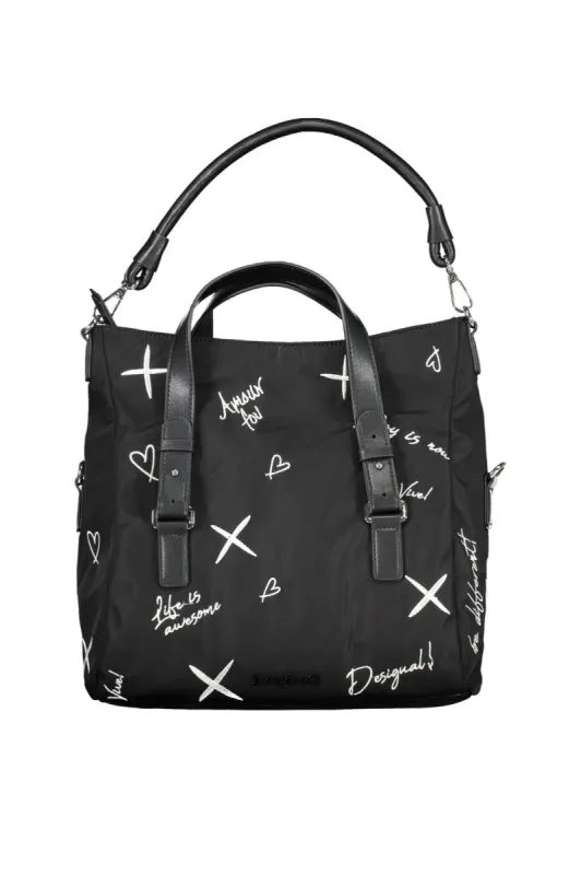Elegant Embroidered Black Handbag with Versatile Straps sold by Louxly