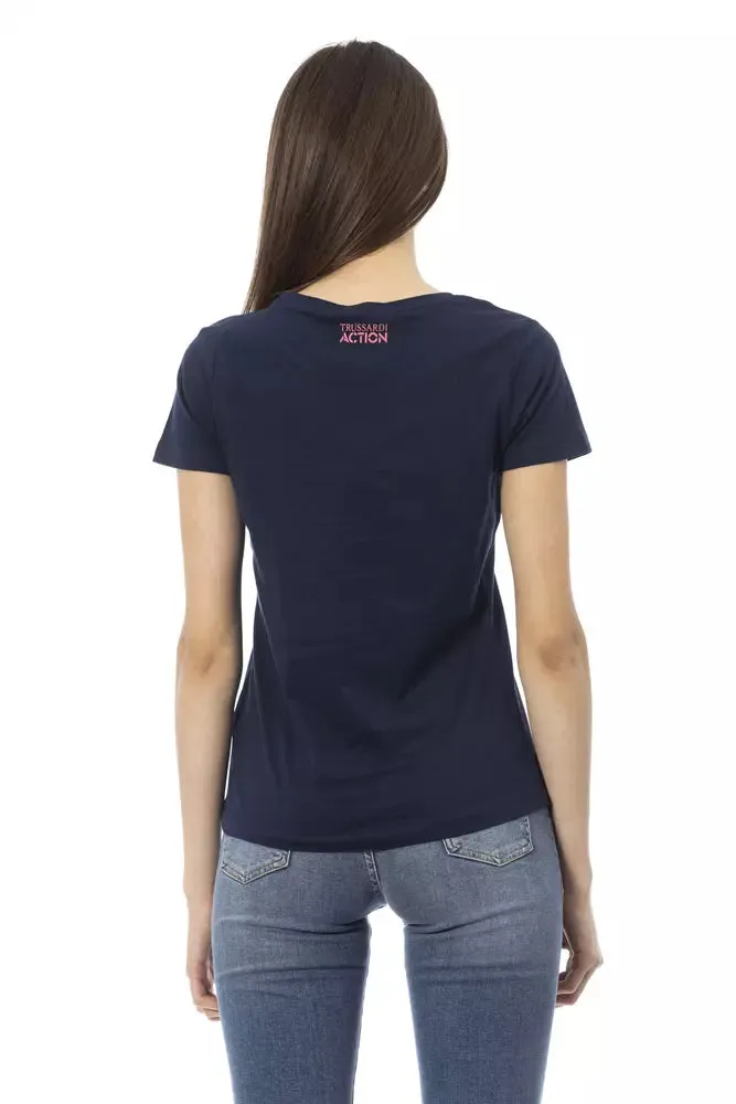 Chic Blue Short Sleeve Round Neck Tee sold by Louxly product image thumbnail 3