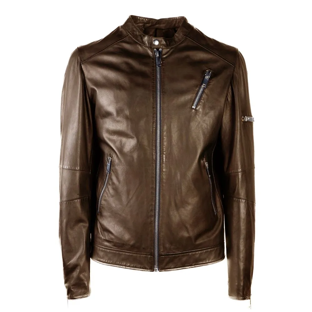 Brown Leather Jacket sold by Louxly