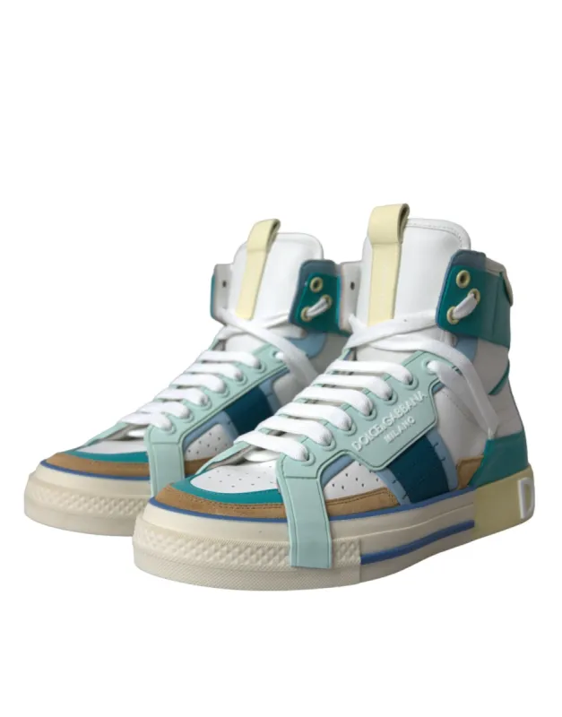 Multicolor Colorblock Leather High Top Sneakers Shoes sold by Louxly