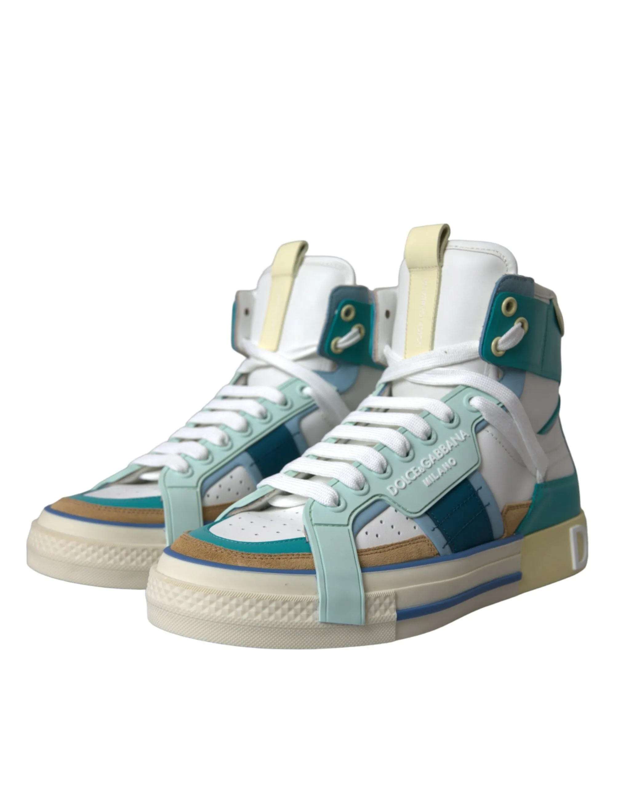 Multicolor Colorblock Leather High Top Sneakers Shoes sold by Louxly