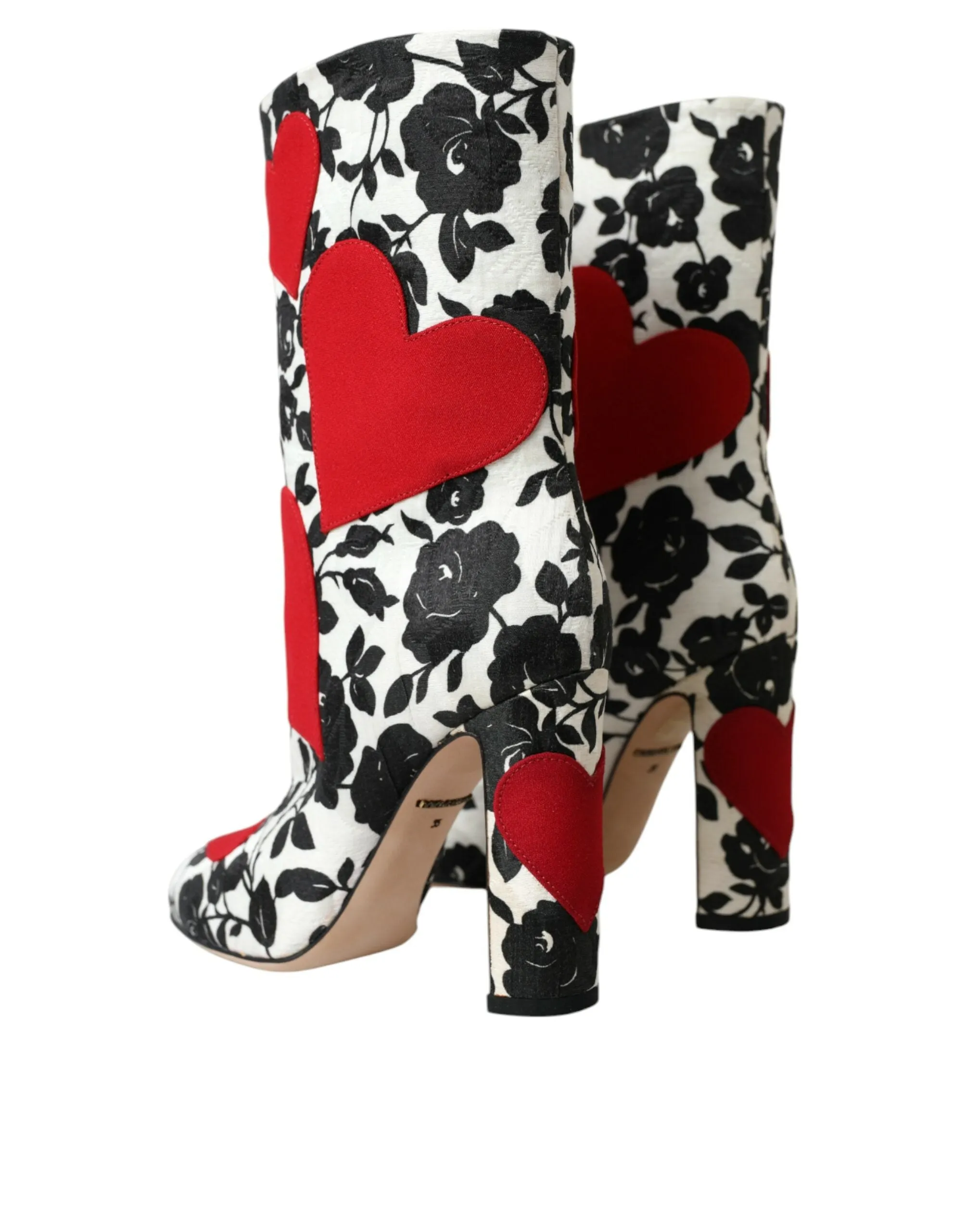 White Floral Hearts Leather High Boots Shoes sold by Louxly product image thumbnail 4