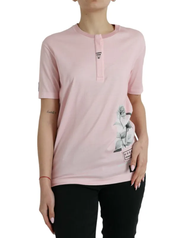 Chic Pink Floral Cotton Tee made by Louxly