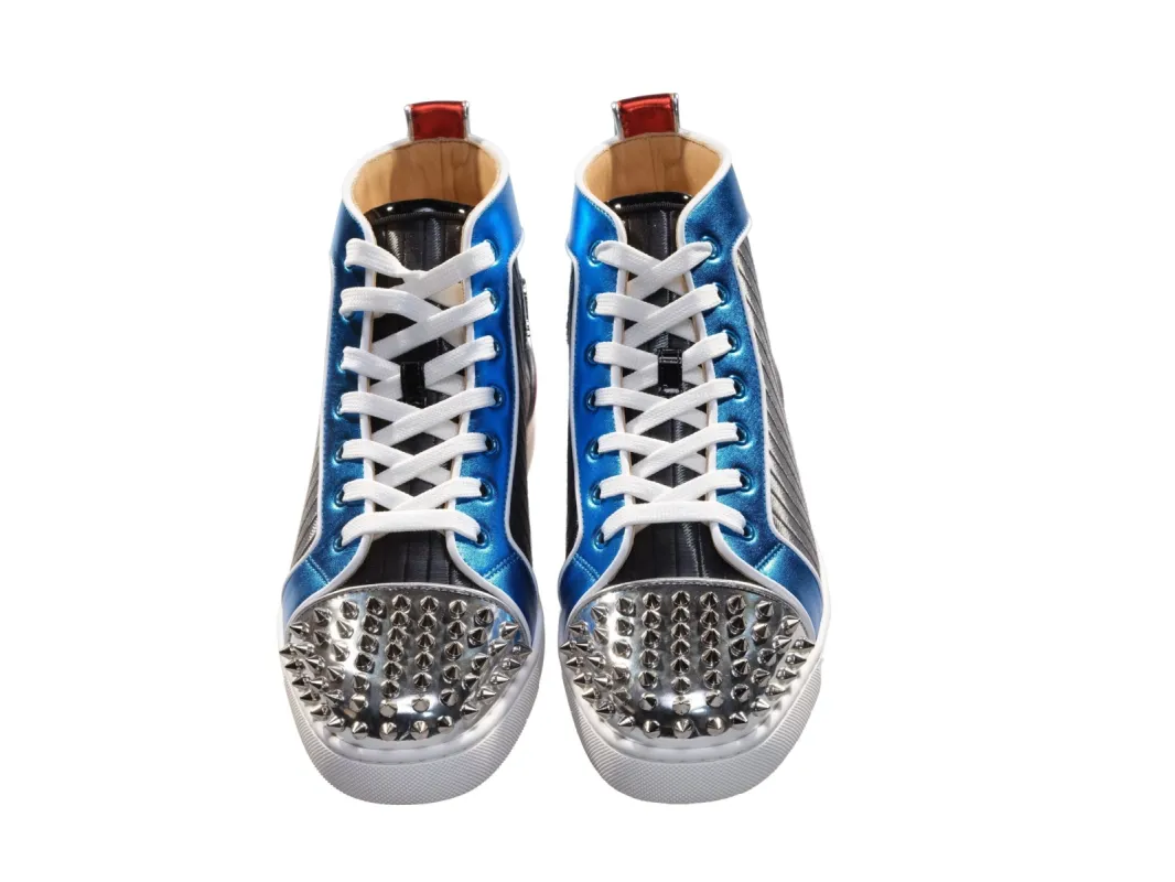 Louis Spikes Orlato Flat Multi Coloured Leather High Top Sneakers sold by Louxly