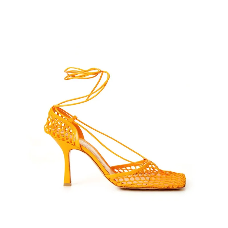 Elegant Orange Cotton Leather Sandals sold by Louxly