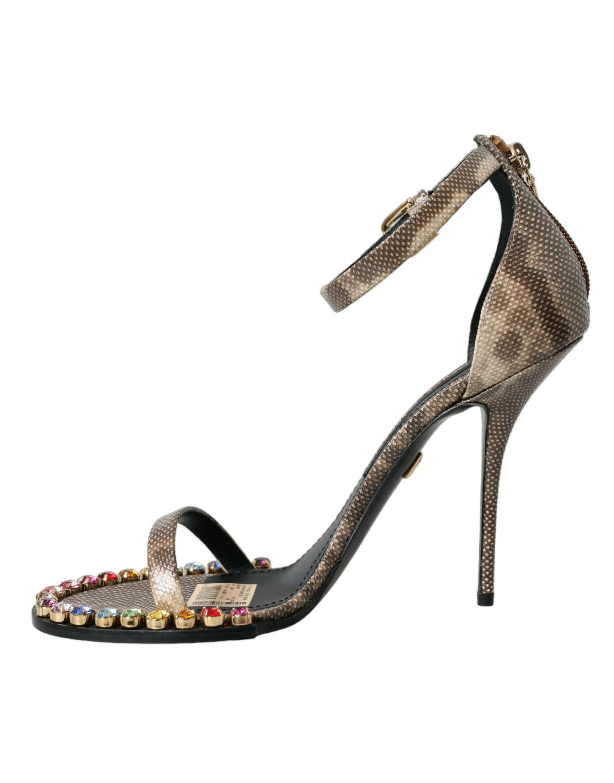 Brown Exotic Leather Crystal Sandals Shoes sold by Louxly product image thumbnail 5