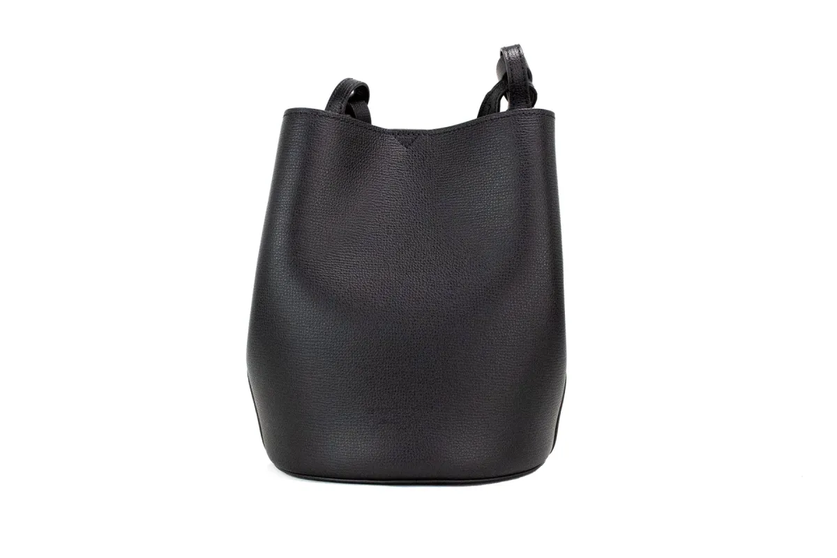 Lorne Small Black Haymarket Check Pebble Leather Bucket Handbag Purse sold by Louxly