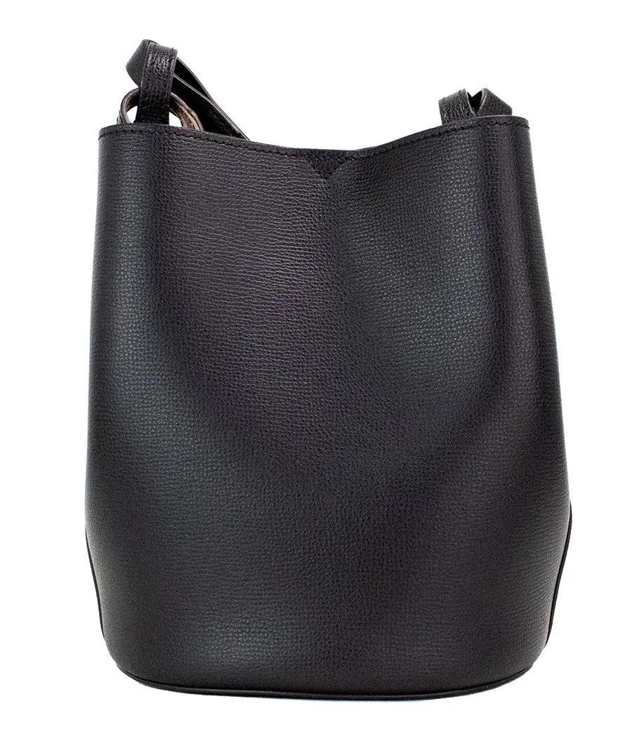 Lorne Small Black Haymarket Check Pebble Leather Bucket Handbag Purse sold by Louxly product image thumbnail 4