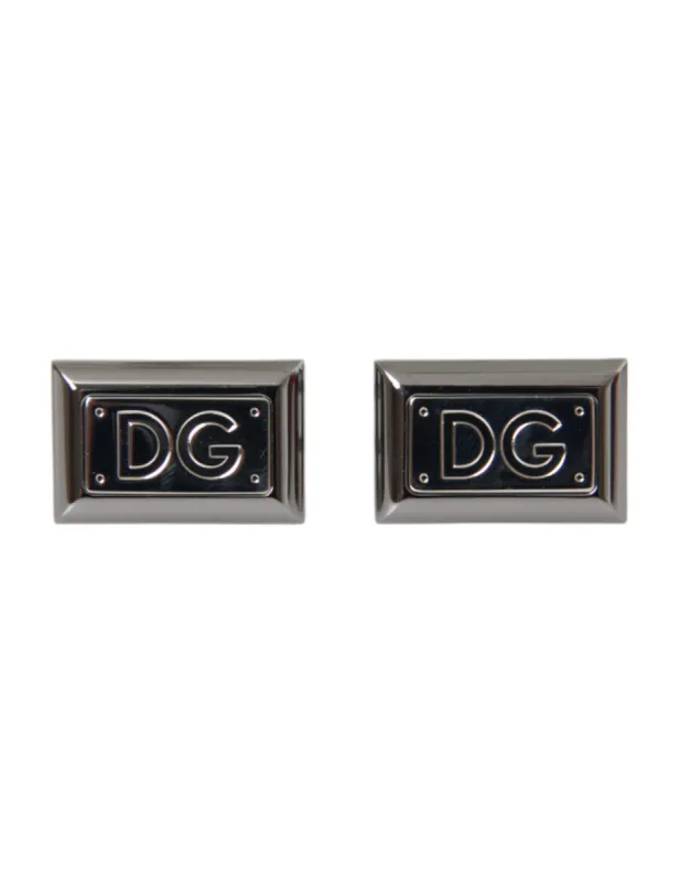 Silver Plated Metal Brass DG Logo Pin Cufflinks sold by Louxly